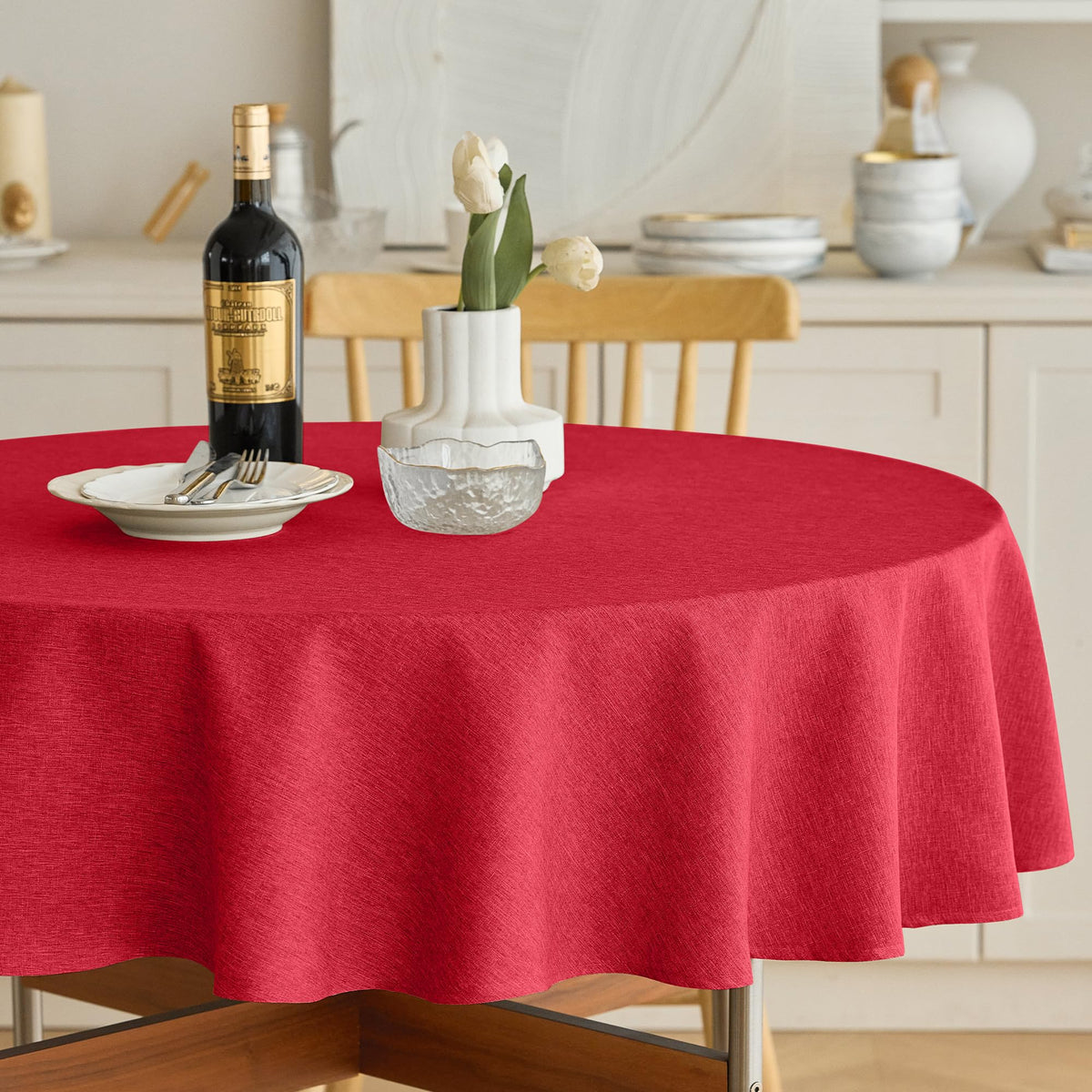 Decorelia Sage Green Linen Textured Tablecloth Rectangular 52 x70 Inch