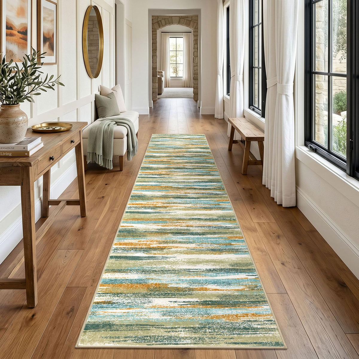 Lansny Abstract 2x3 Area Rug Small Washable Entryway Rug Non Slip Door Mat