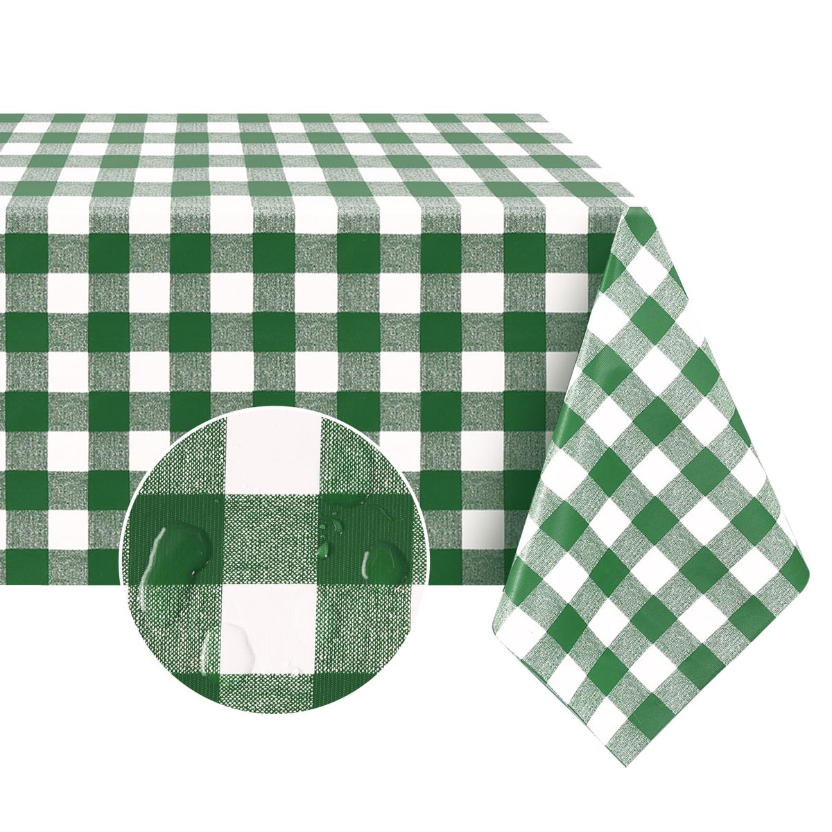 Romanstile Rectangle Vinyl Tablecloth, 100% Waterproof Buffalo Gingham Plastic Table Cloth, Heavy Duty Wipeable Checkered Table Covers for Outdoor, Camping, Picnic, Patio - 54 x 78, Light Blue
