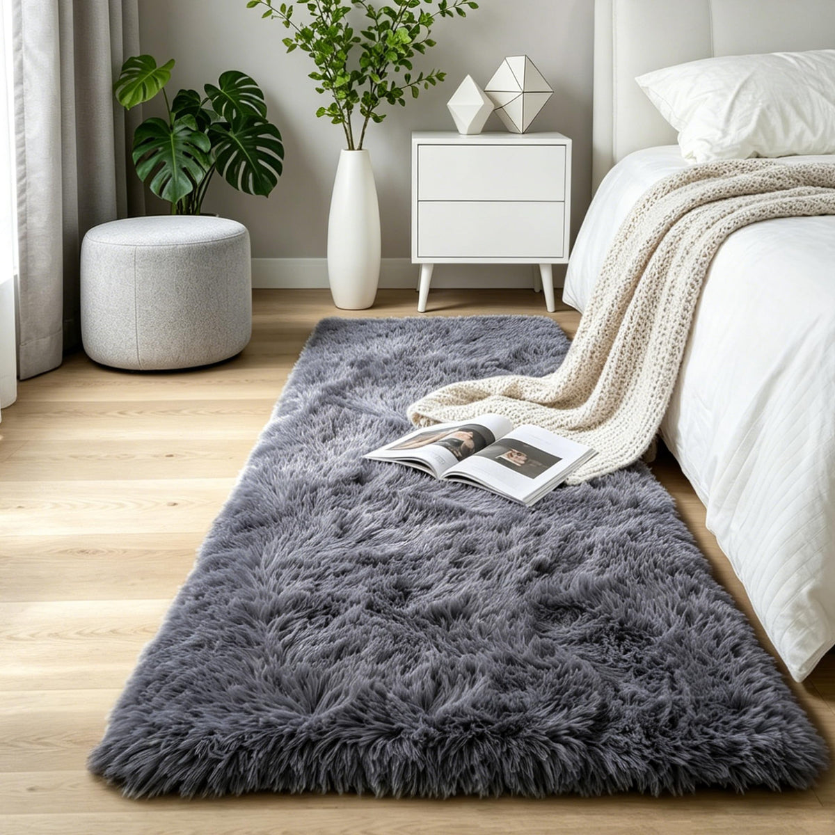 Pink Fluffy 4x6 Area Rugs for Bedroom Girls, Plush Washable Carpet