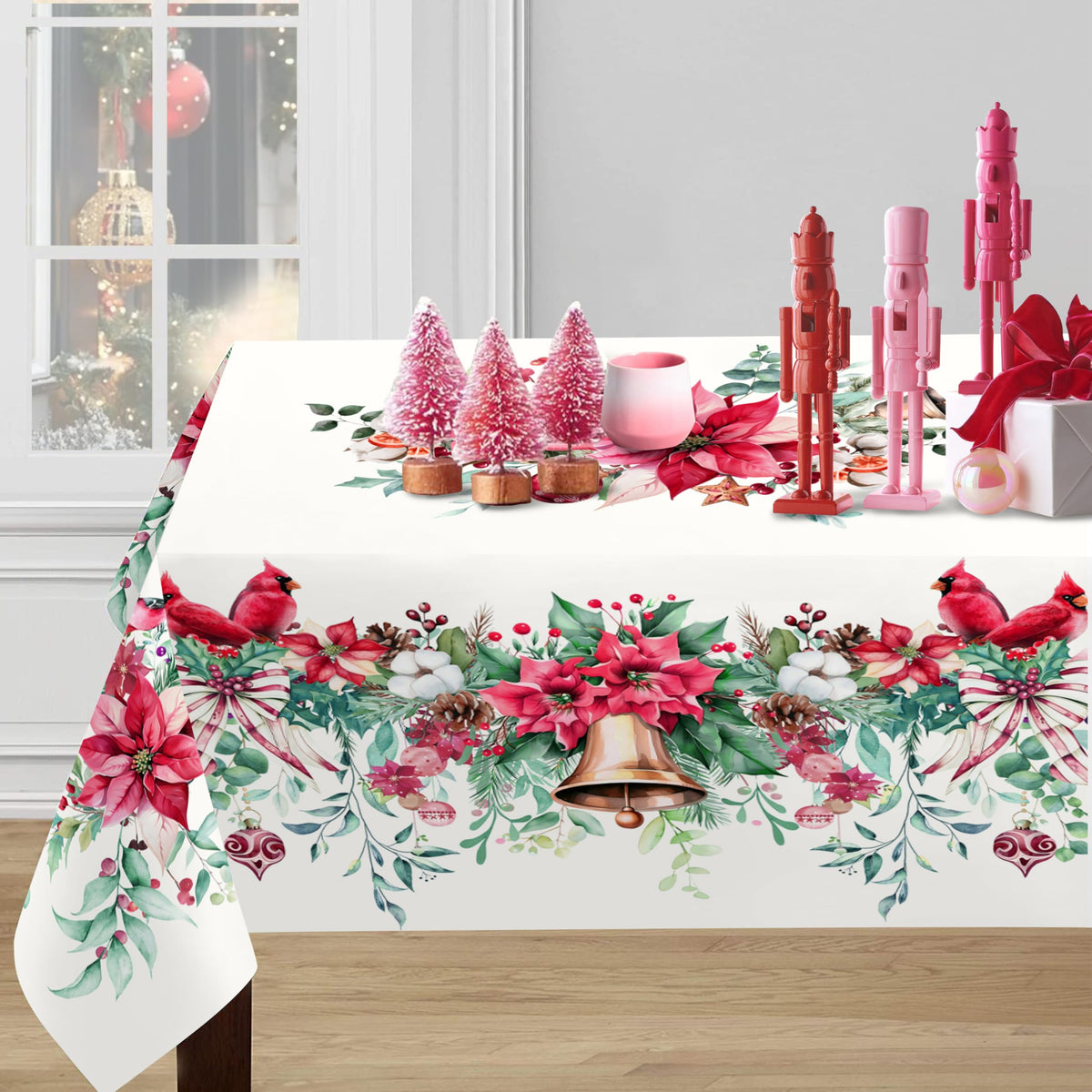 Fall Thanksgiving Double Border Decoration Tablecloth, Turkey & Pumpkin Harvest Tablecloths, Waterproof Table Cover for Dinner Kitchen Party Holiday Decorations Oval 54 x 72 Inch