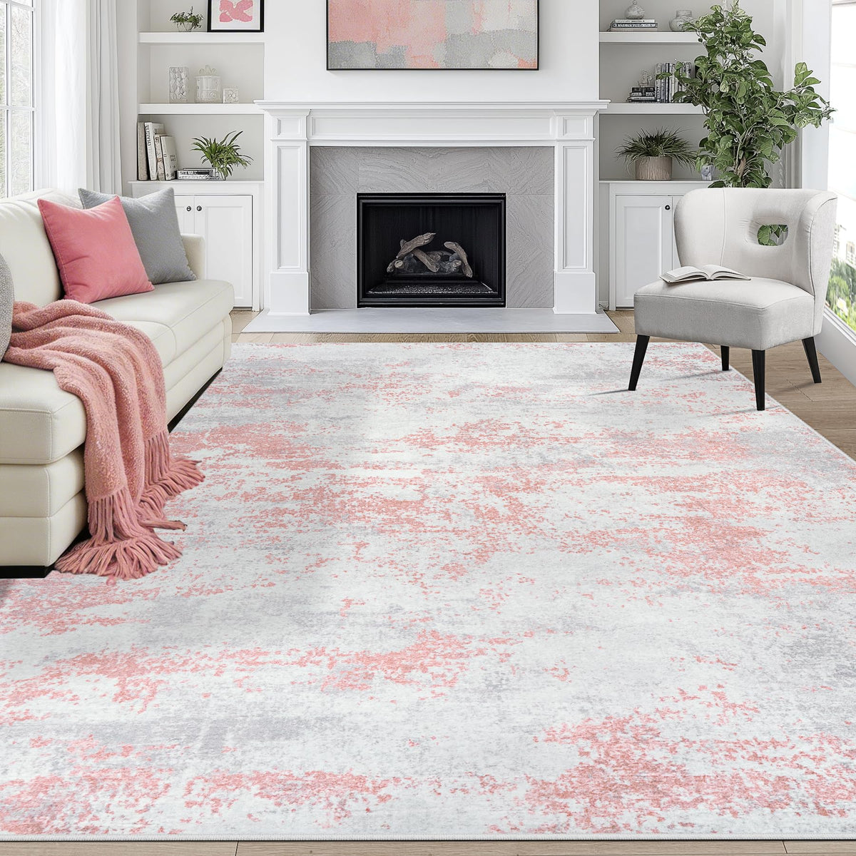 8x10 Area Rugs for Living Room Washable Bedroom Dining Room Blue Grey
