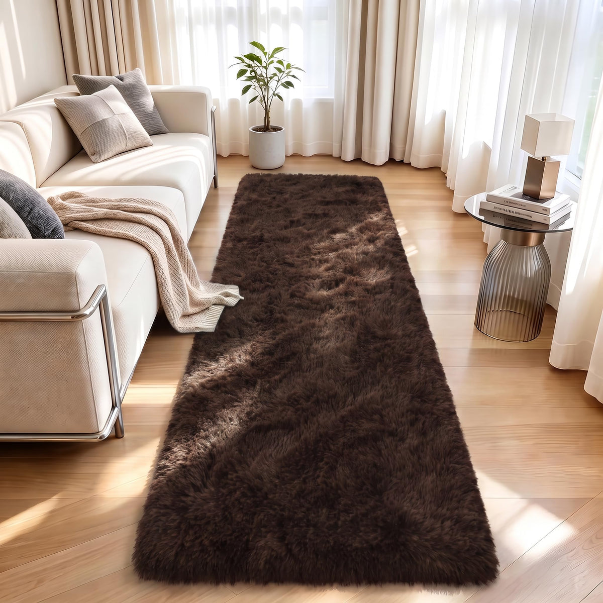 LOCHAS 4x6 Area Rugs Fluffy Living Room Carpets for Kids Bedroom, White