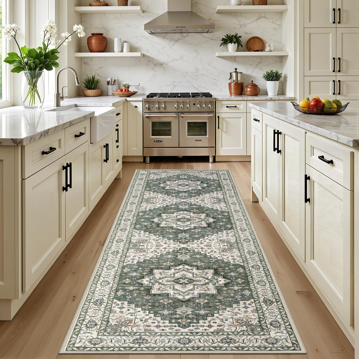 5x7 Area Rugs Living Room: Washable Vintage Rug for Bedroom Beige