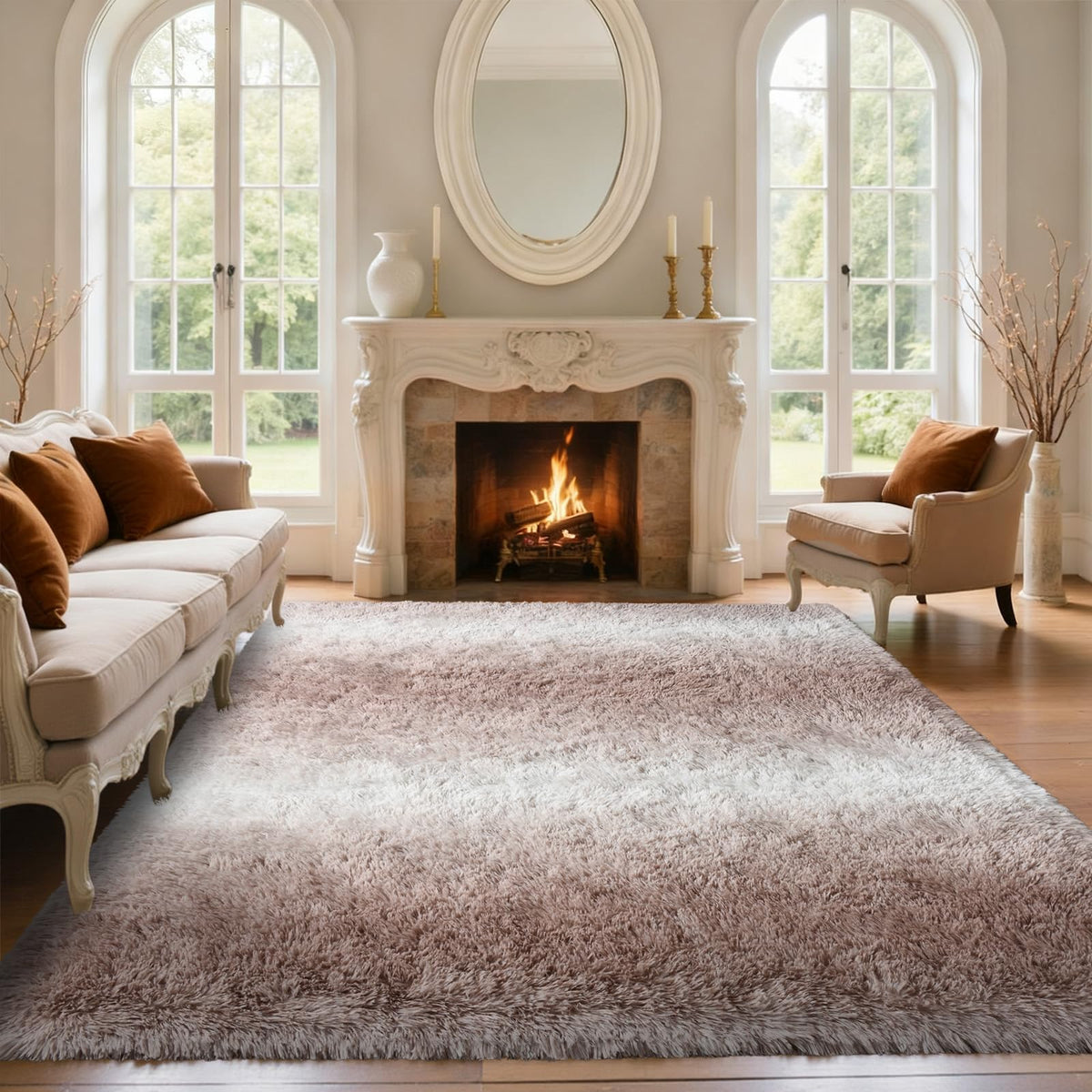 5x7 Black Area Rugs for Living Room, Large Fluffy Shag Bedroom Rugs Non-Slip, Ultra Soft Plush Carpet for Nursery Kids PlayRoom Dorm Office Indoor Modern Carpets