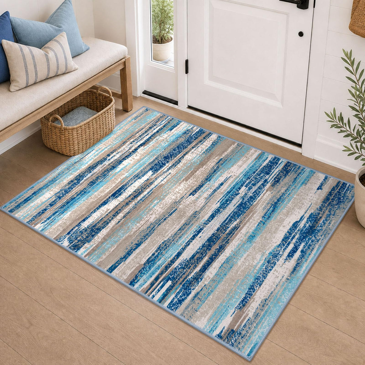 Lansny Abstract 2x3 Area Rug Small Washable Entryway Rug Non Slip Door Mat