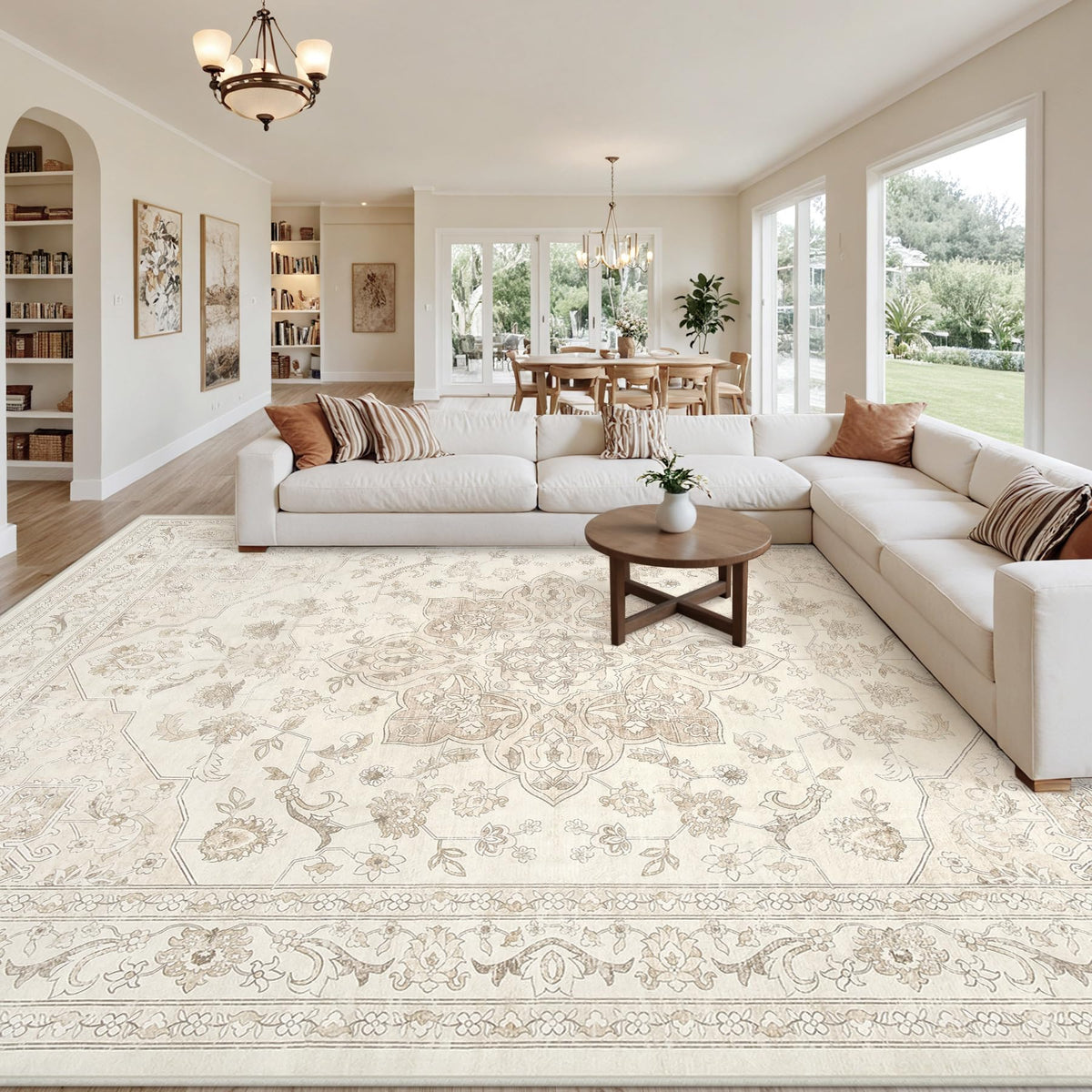 8x10 Area Rugs Living Room: Bedroom Neutral Washable Carpet Beige