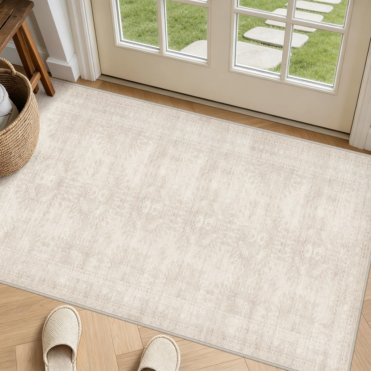 8x10 Area Rugs Living Room: Bedroom Neutral Washable Carpet Beige