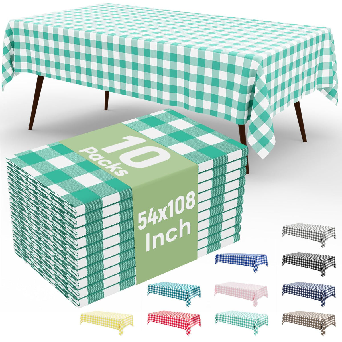 misaya 4 Packs Buffalo Disposable Table Cloth, 54 x 108 Inch Waterproof Plastic Tablecloth, Rectangle Red and White Checkered Table Covers for Picnic, Birthday, Party, Back to School