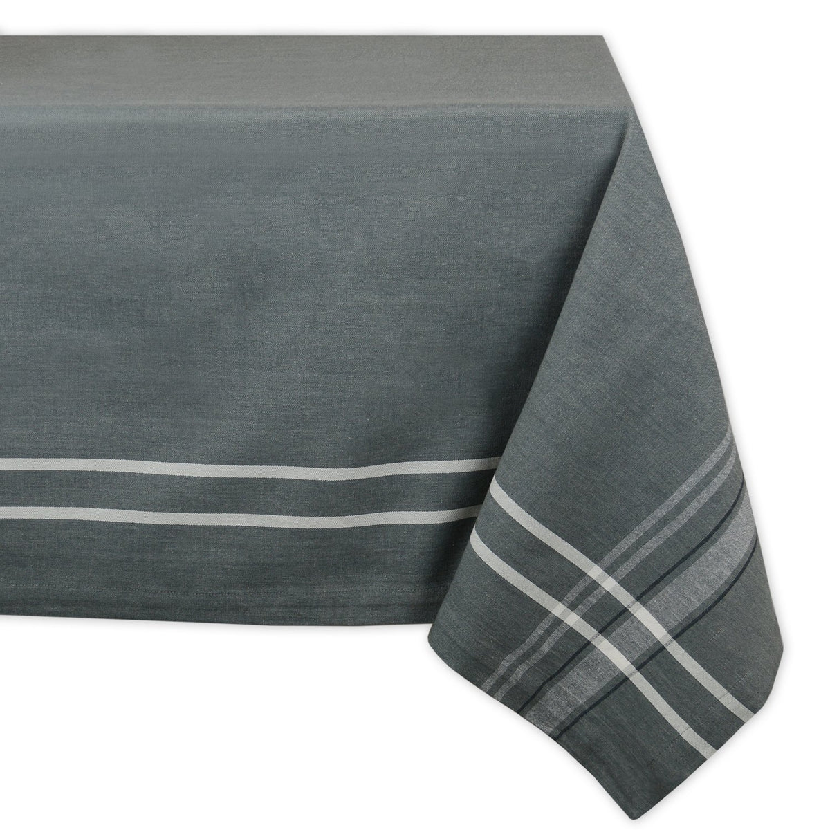 DII French Stripe Tabletop Collection Farmhouse Style Dining Table Linen Tablecloth, 60x120, Blue Chambray