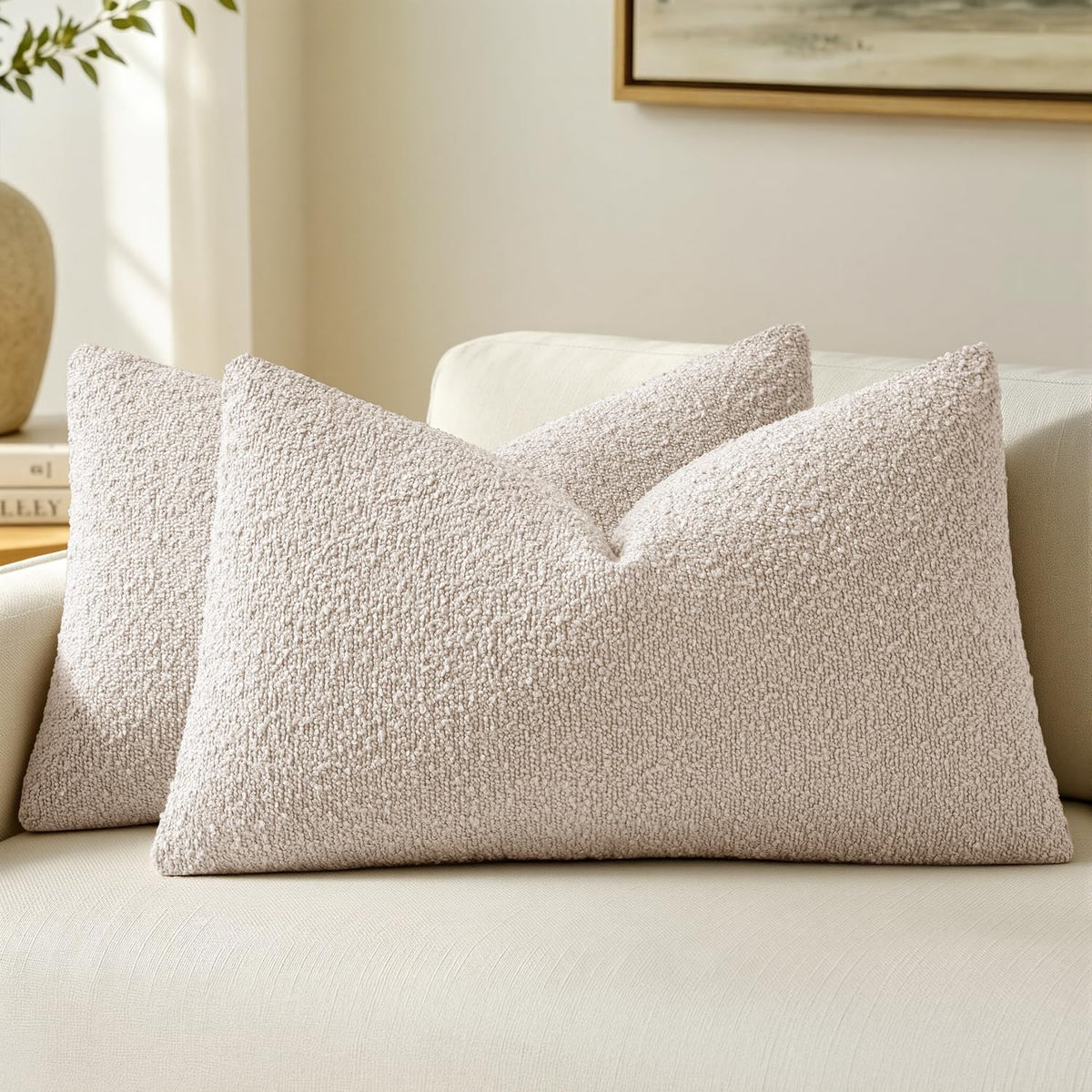 MIULEE 20x20 Decorative Boucle Couch Pillow Covers Brown