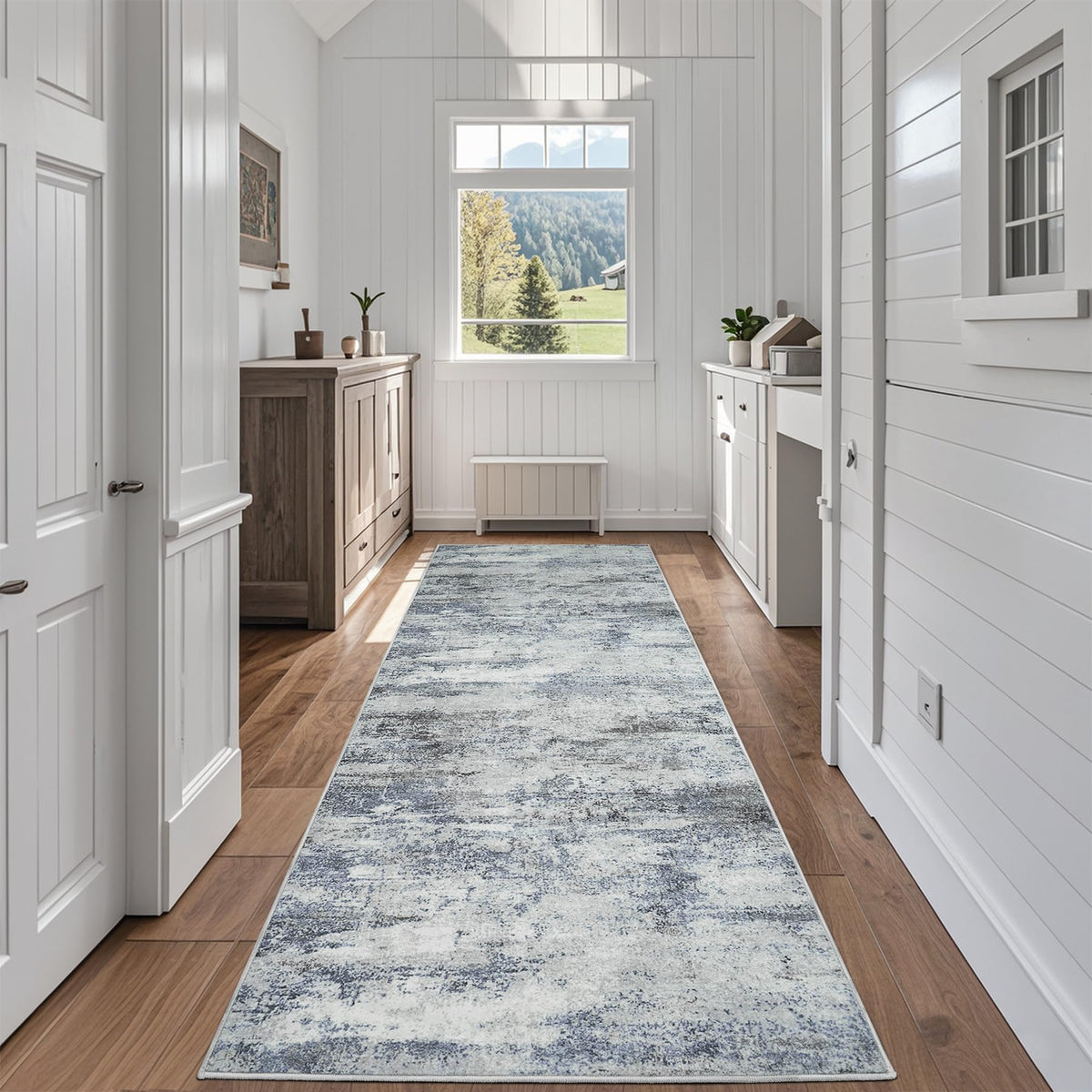 8x10 Area Rugs for Living Room Washable Bedroom Dining Room Blue Grey