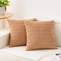 Pack of 2 Corduroy Decorative Throw Pillow Covers 18x18 Inch, Cream White