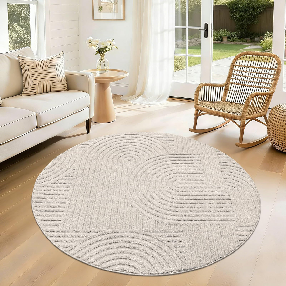 Pauwer 5x7 Area Rugs for Living Room, Modern Non Slip Washable Rug, Beige