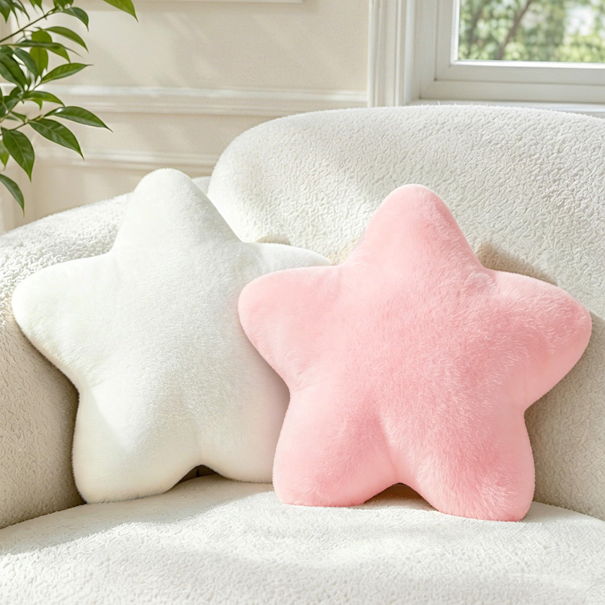 2PCS Star Pillow Set,15.35“ Cute Yellow Decorative Throw Pillows for Bed