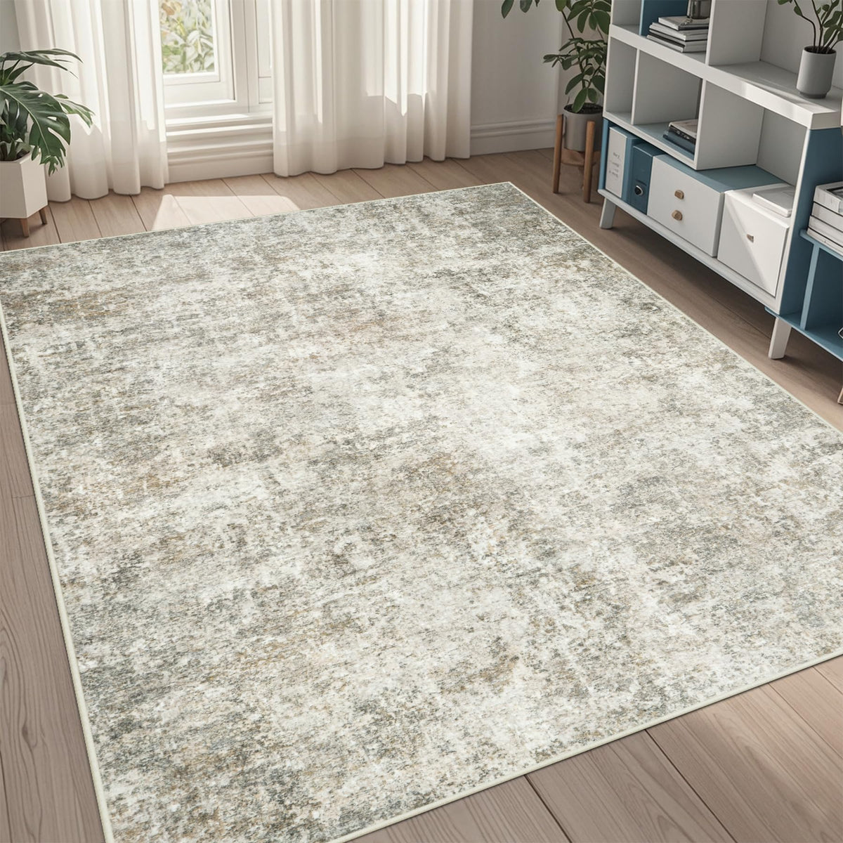 8x10 Area Rugs for Living Room Washable Bedroom Dining Room Blue Grey