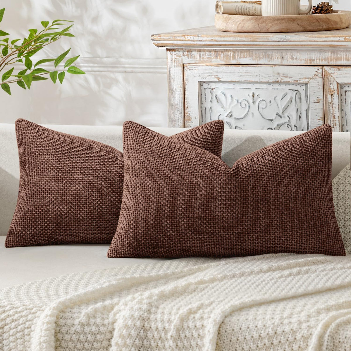 MIULEE Decorative Couch Throw Pillow Covers 18x18 Inch Coastal Blue 2 Pack