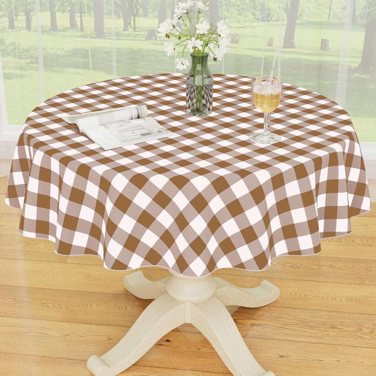 Smiry Picnic Table Cloth, Vinyl Tablecloths with Flannel Backing, 60"x84"