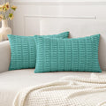 MIULEE Corduroy Decorative Throw Pillow Covers 18x18 Cream White Pack of 2