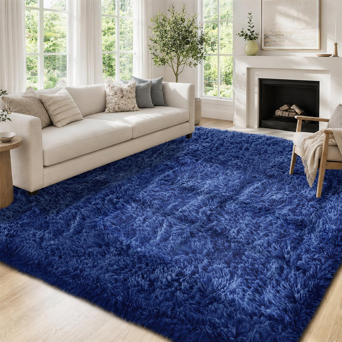 Tosuoka 5x7 Area Rugs for Living Room Bedroom, Black Rug Soft Fluffy Shag