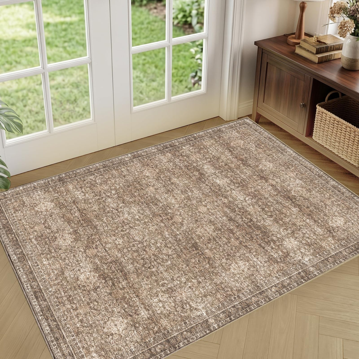 Sasttie 4x6 Area Rugs, Ultra-Soft Washable Rug for Living Room, Beige