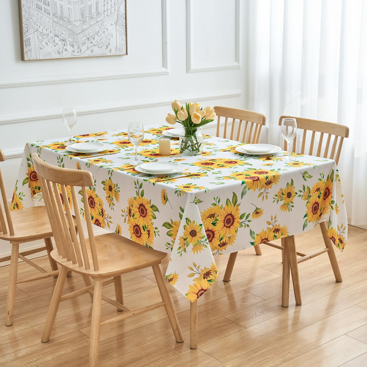 Red Brown Plaid Winter Rectangle Tablecloth - 60 x 120 Inch Oblong Polyester Checkered Gingham Christmas Table Cover Reusable Water Resistant for Fall/Autumn Thanksgiving Holiday Kitchen Dining
