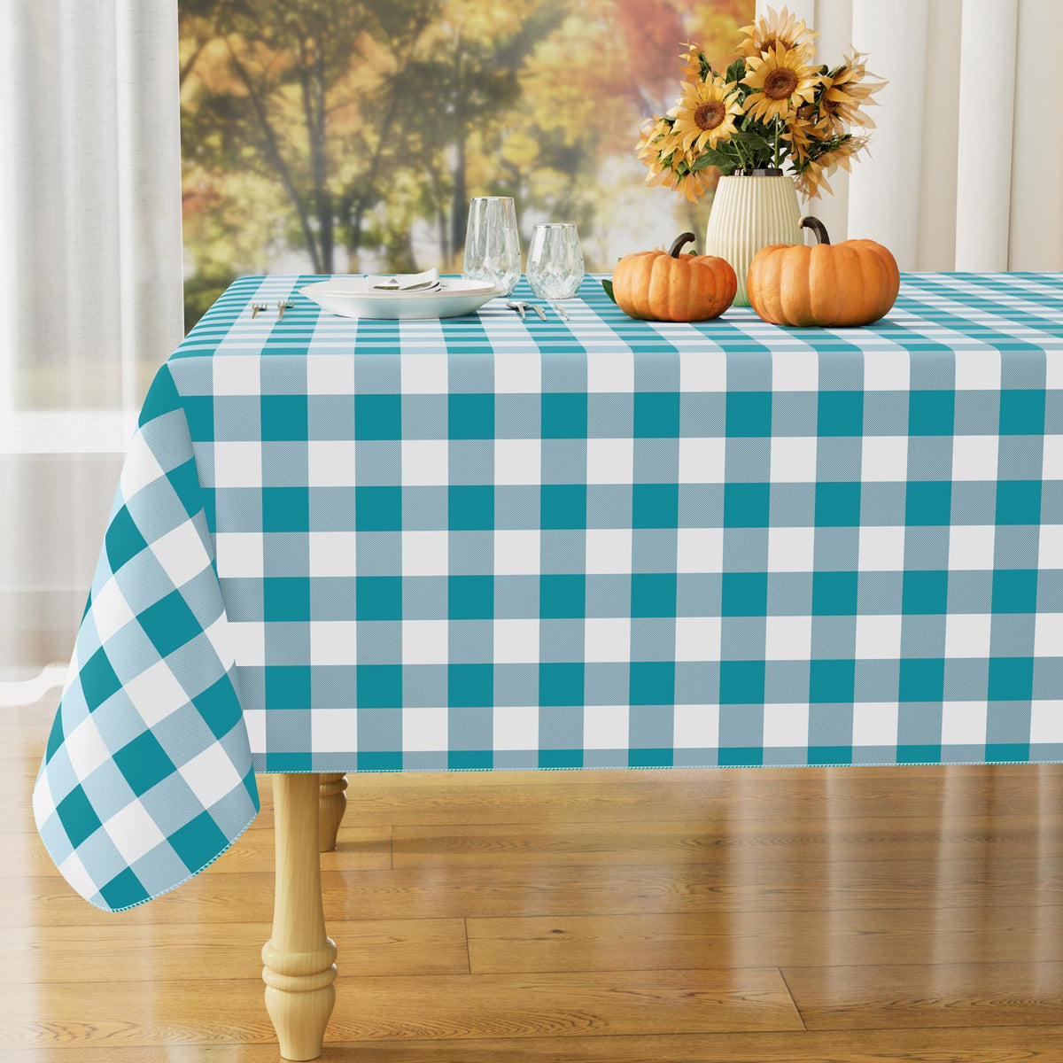 misaya Rectangular Waterproof Vinyl Table Cloth, Flannel Backed Tablecloth