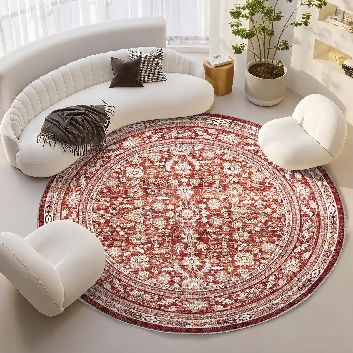 OPPODREAM Vintage Blue Area Rugs 5x7, Washable Rug for Living Room