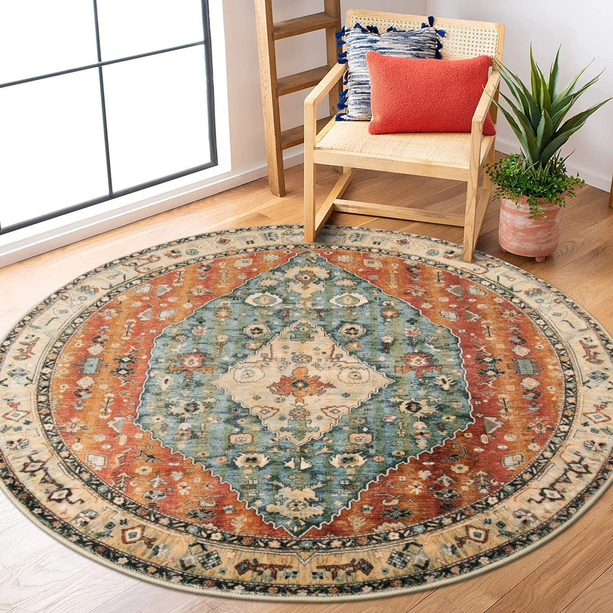 Lahome Felice Boho Tribal 2x3 Washable Small Rugs for Entryway Doormat Indoor Entrance, Throw Rugs with Rubber Backing, Bohemian Soft Non-Slip Bathroom Carpet for Bath Front Door Kitchen Floor