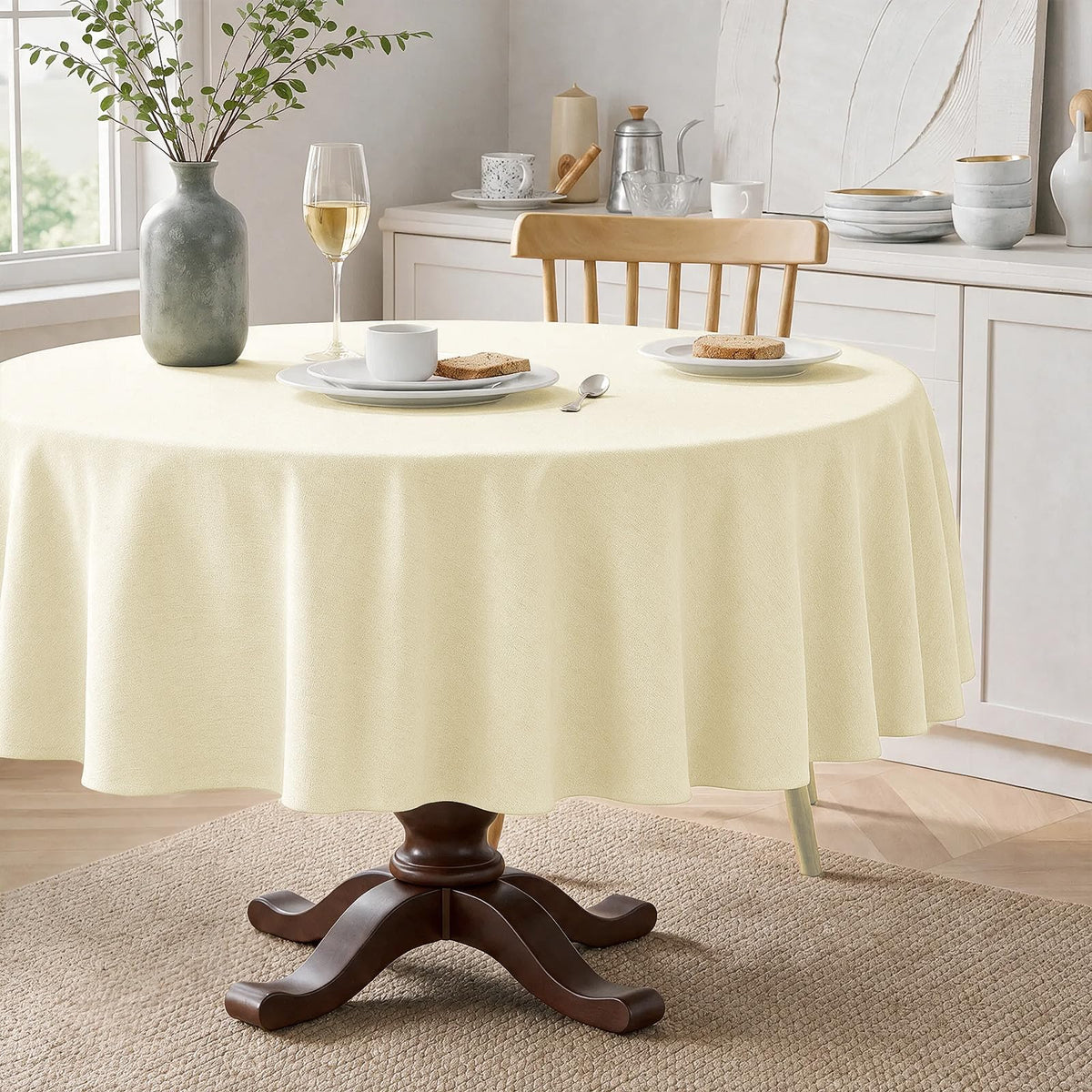 Veblandy Rectangle Tablecloth Waterproof Linen Textured Table Cloth Stain and Wrinkle Resistant Washable, Decorative Fabric Table Cover for Dining, Party and Camping (Sage Green, 52 * 70)