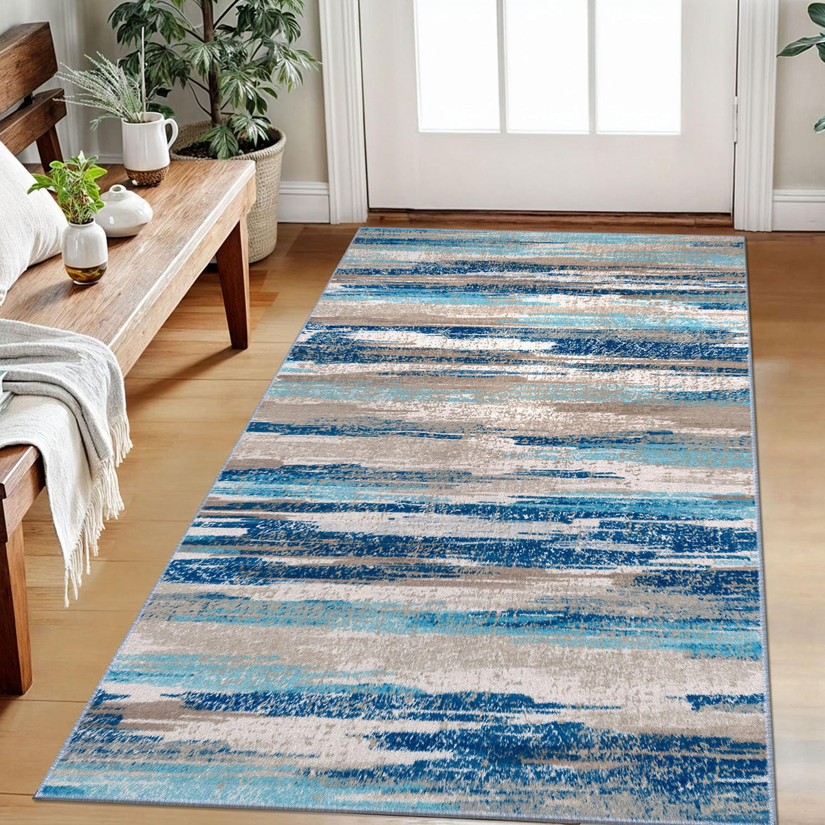 Lansny Abstract 2x3 Area Rug Small Washable Entryway Rug Non Slip Door Mat