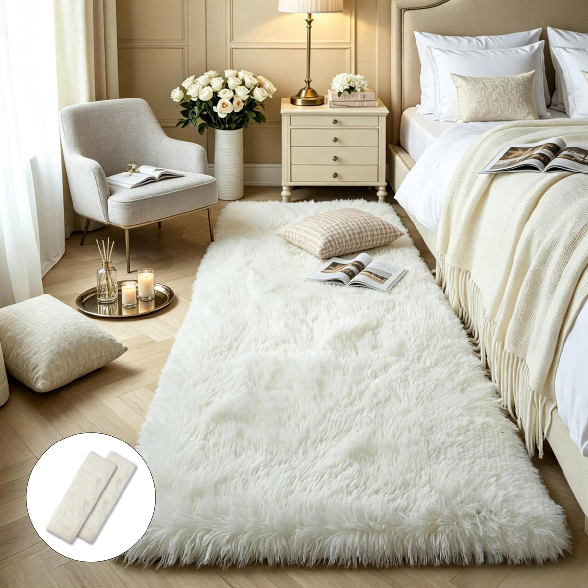 Pink Fluffy 4x6 Area Rugs for Bedroom Girls, Plush Washable Carpet