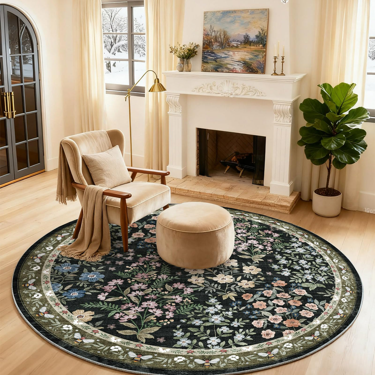 Washable Area Rugs for Living Room: 9x12 Area Rug for Bedroom Vintage Stain Resistant Non Slip Low Pile Lightweight Soft Carpet for Kitchen Dining Room Farmhouse Kids Room Nursery