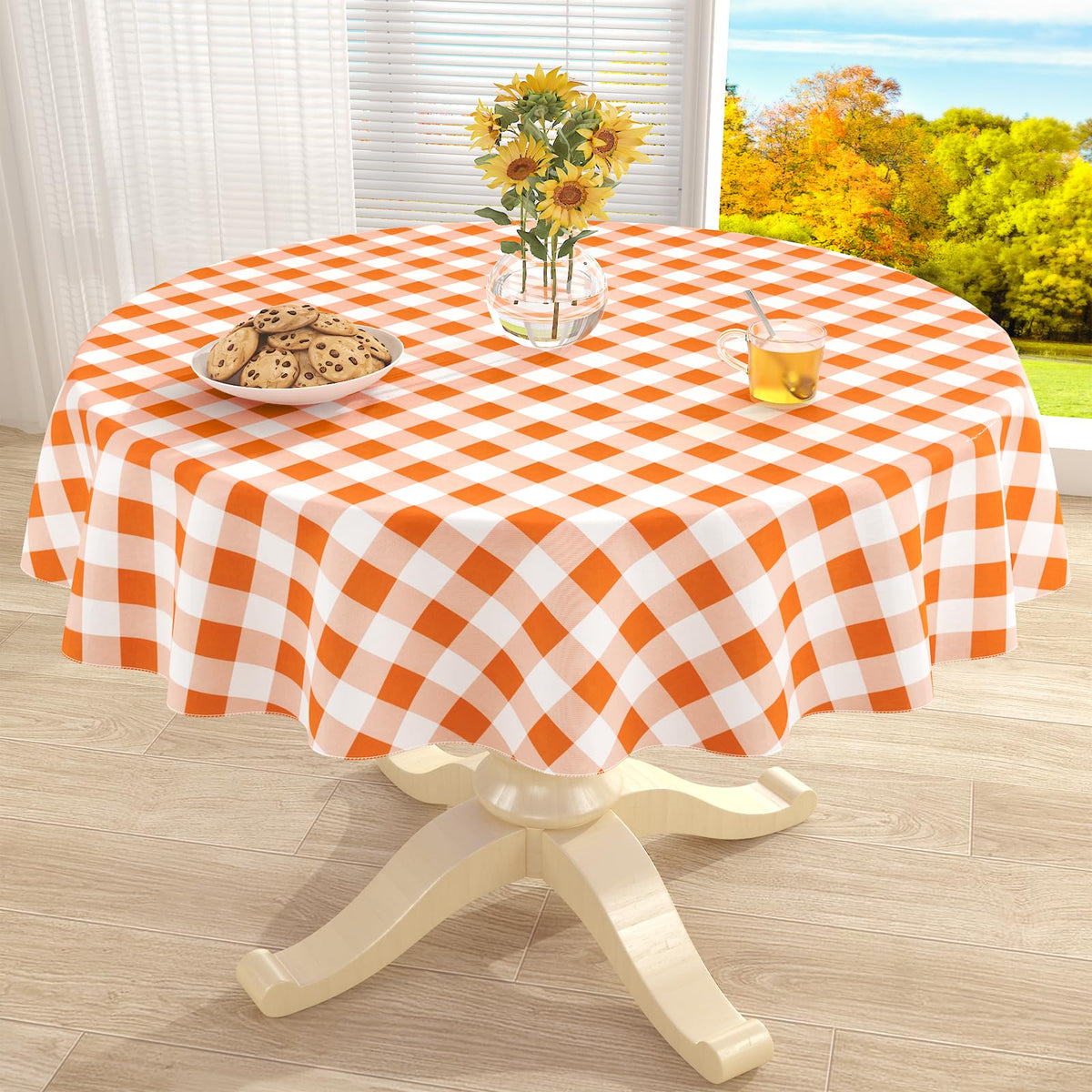 misaya Rectangular Waterproof Vinyl Table Cloth, Flannel Backed Tablecloth