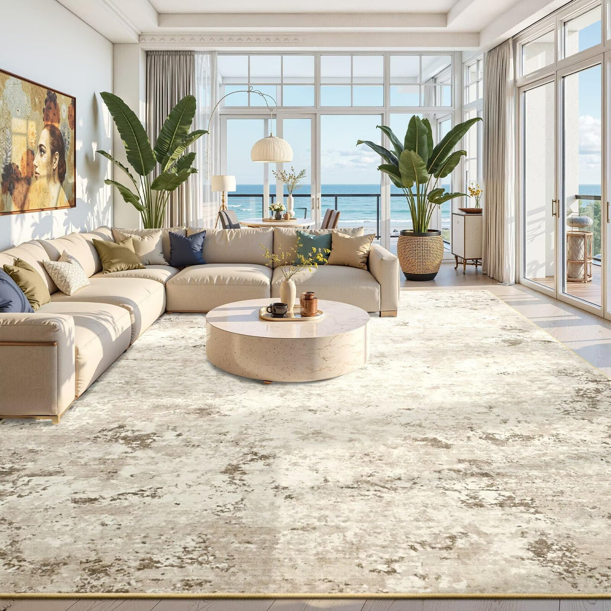 Toneed 4'x6' Washable Area Rugs for Bedroom Living Room, 48"x72" Grey