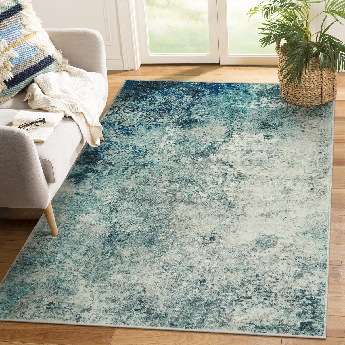 Lahome Modern Abstract Washable 5x7 Area Rugs for Living Room, Colorful Soft Bedroom Rug Low Pile Non Slip,Stain Resistance Dining Room Carpet for Nursery Office Entrance Home Office Decor