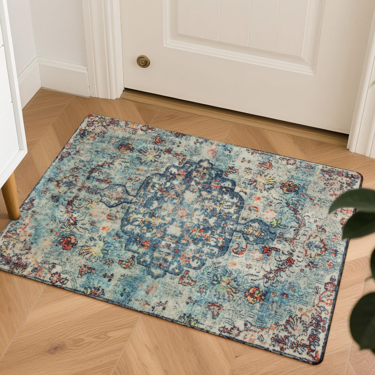 Lahome Felice Boho Tribal 2x3 Washable Small Rugs for Entryway Doormat Indoor Entrance, Throw Rugs with Rubber Backing, Bohemian Soft Non-Slip Bathroom Carpet for Bath Front Door Kitchen Floor
