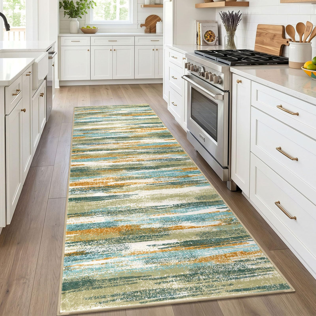 Lansny Abstract 2x3 Area Rug Small Washable Entryway Rug Non Slip Door Mat