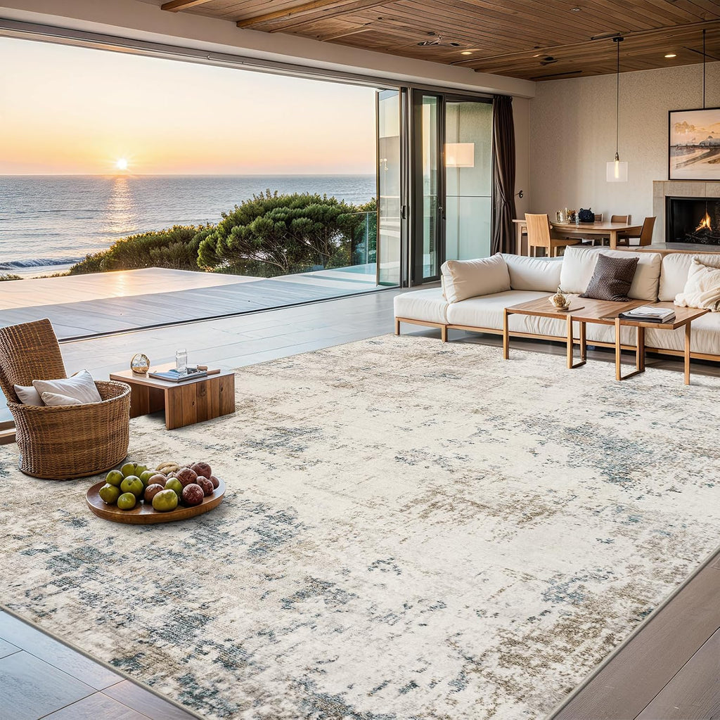 PLHXFR 8x10 Area Rug Living Room: Modern Abstract Washable Carpet Multi