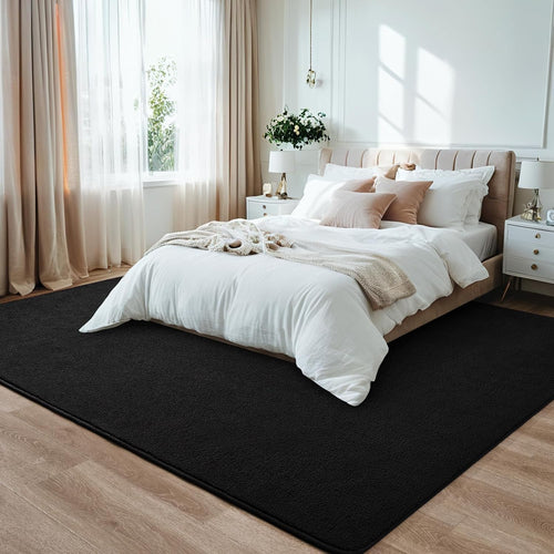 5x7 Black Area Rug Modern Aesthetic Minimalist