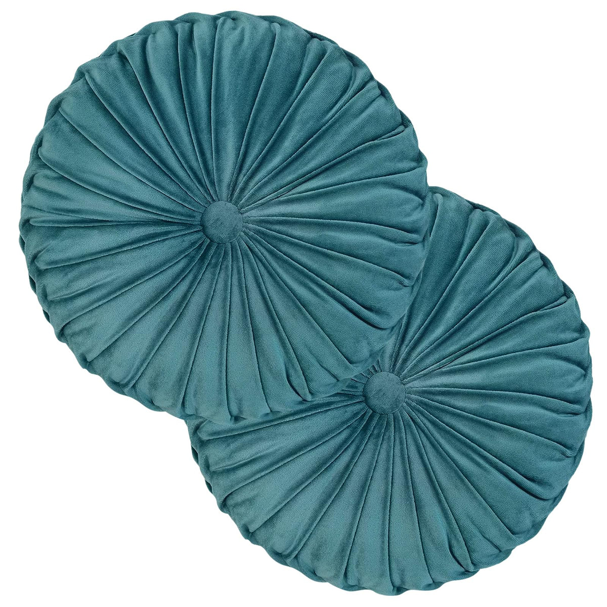 Teieas Round Throw Pillow Velvet Home Decoration Pleated Round Pillow Cushion for Couch Chair Bed Car Orange
