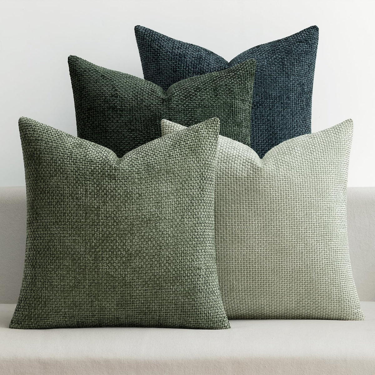 MIULEE Soft Decorative Chenille Pillow Covers Neutral 18x18 Pack of 4