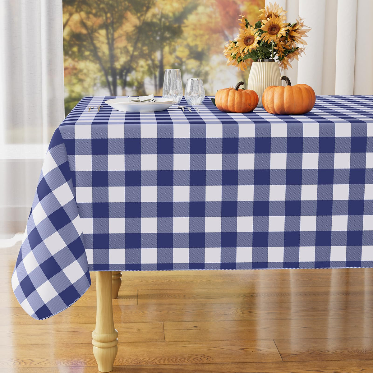 misaya Rectangular Waterproof Vinyl Table Cloth, Flannel Backed Tablecloth