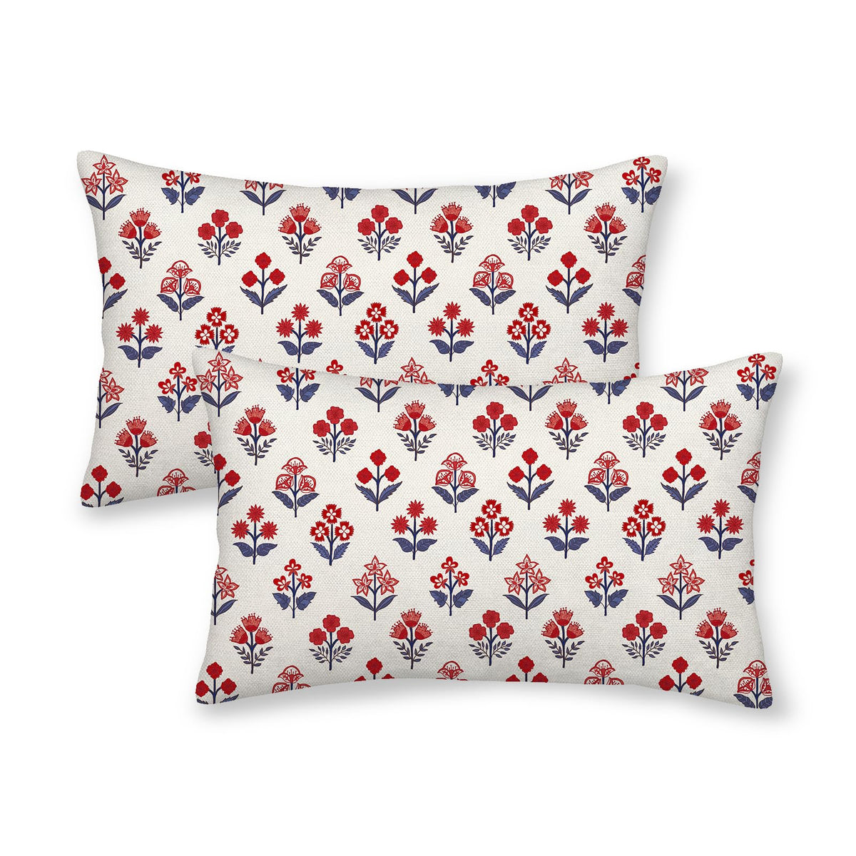 Floral Outdoor Pillow Covers 18x18 Inch Set of 2 Blue Green