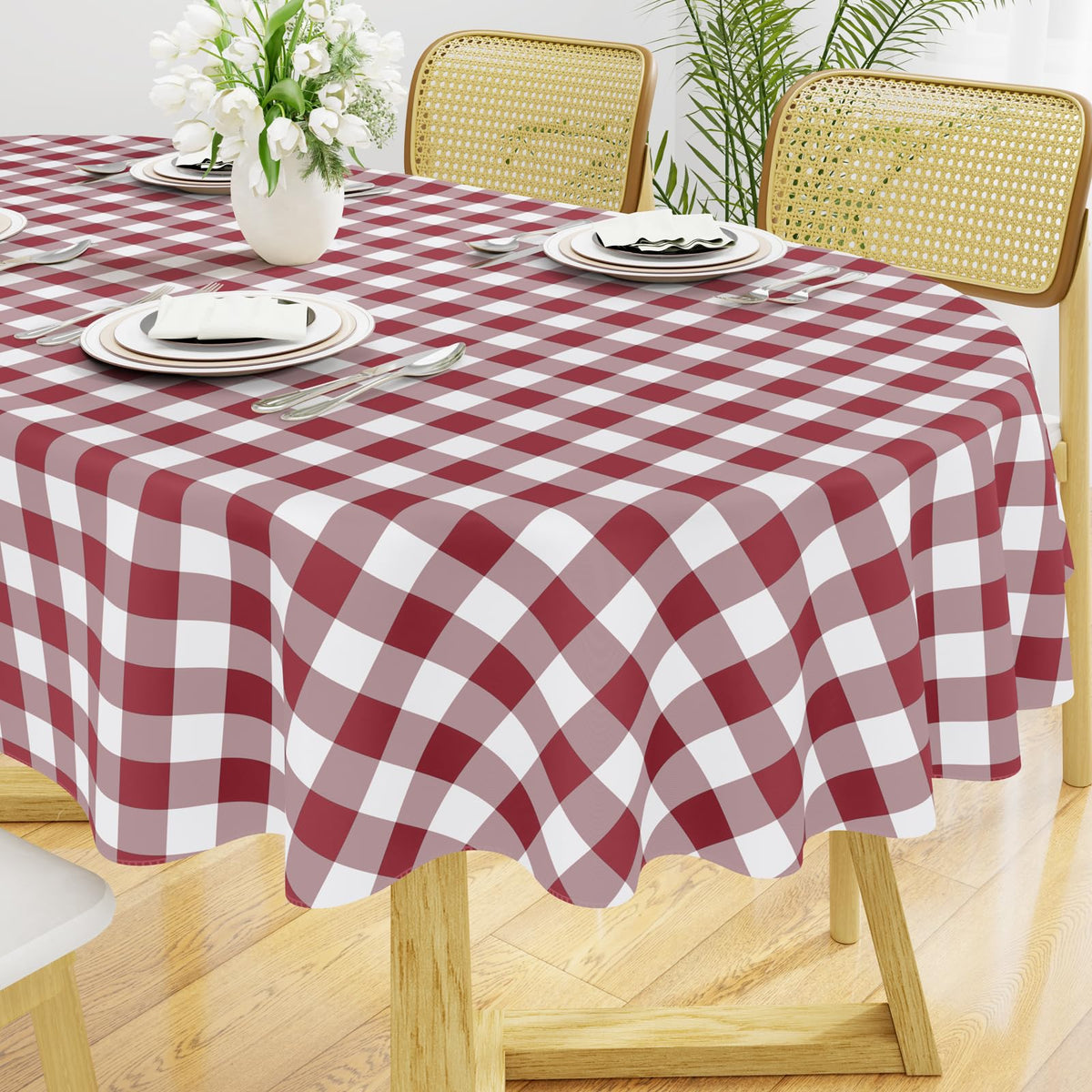 Smiry Picnic Table Cloth, Vinyl Tablecloths with Flannel Backing, 60"x84"