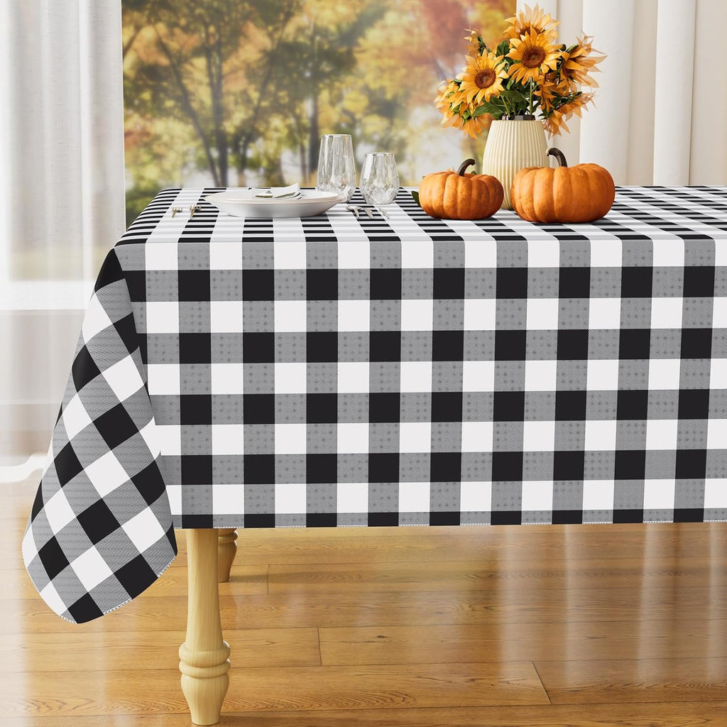 misaya Rectangular Waterproof Vinyl Table Cloth, Flannel Backed Tablecloth