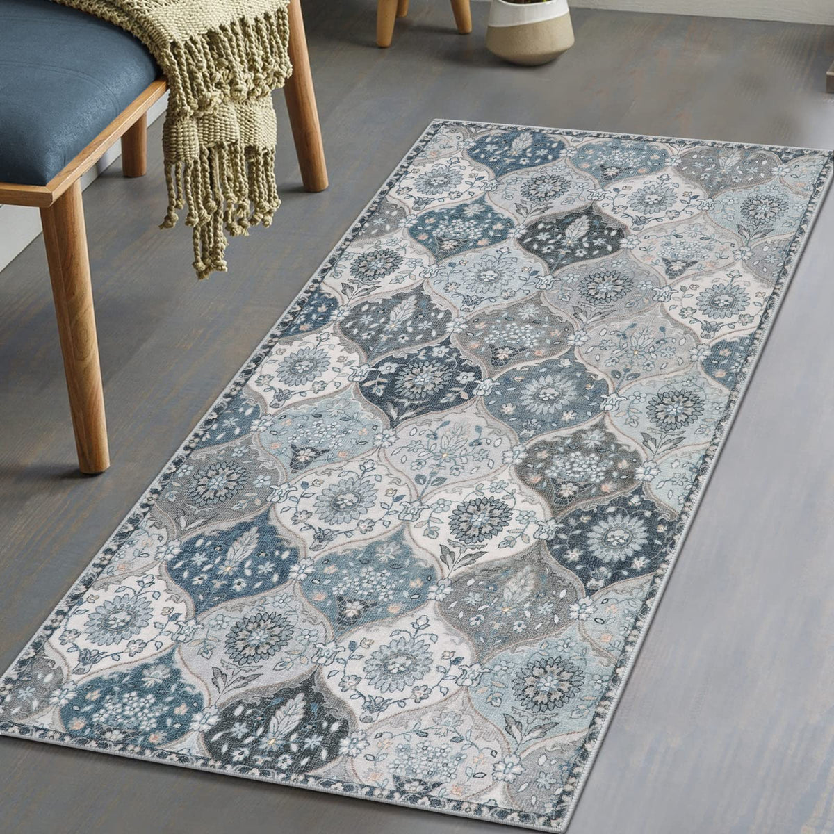 Lahome Moroccan Machine Washable Rugs for Living Room, 4x6 Rug for Bedroom