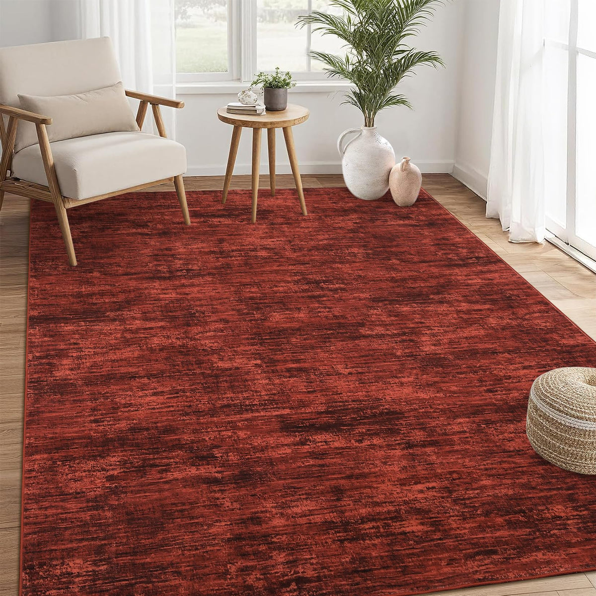 RUGSREAL Bedroom Area Rug 4x6 Modern Abstract Area Rug Stain Resistant Small Living Room Rug Contemporary Dining Room Rug Non-Slip Solid Rug Aesthetic Accent Floor Carpet for Kitchen Office, Dark Grey