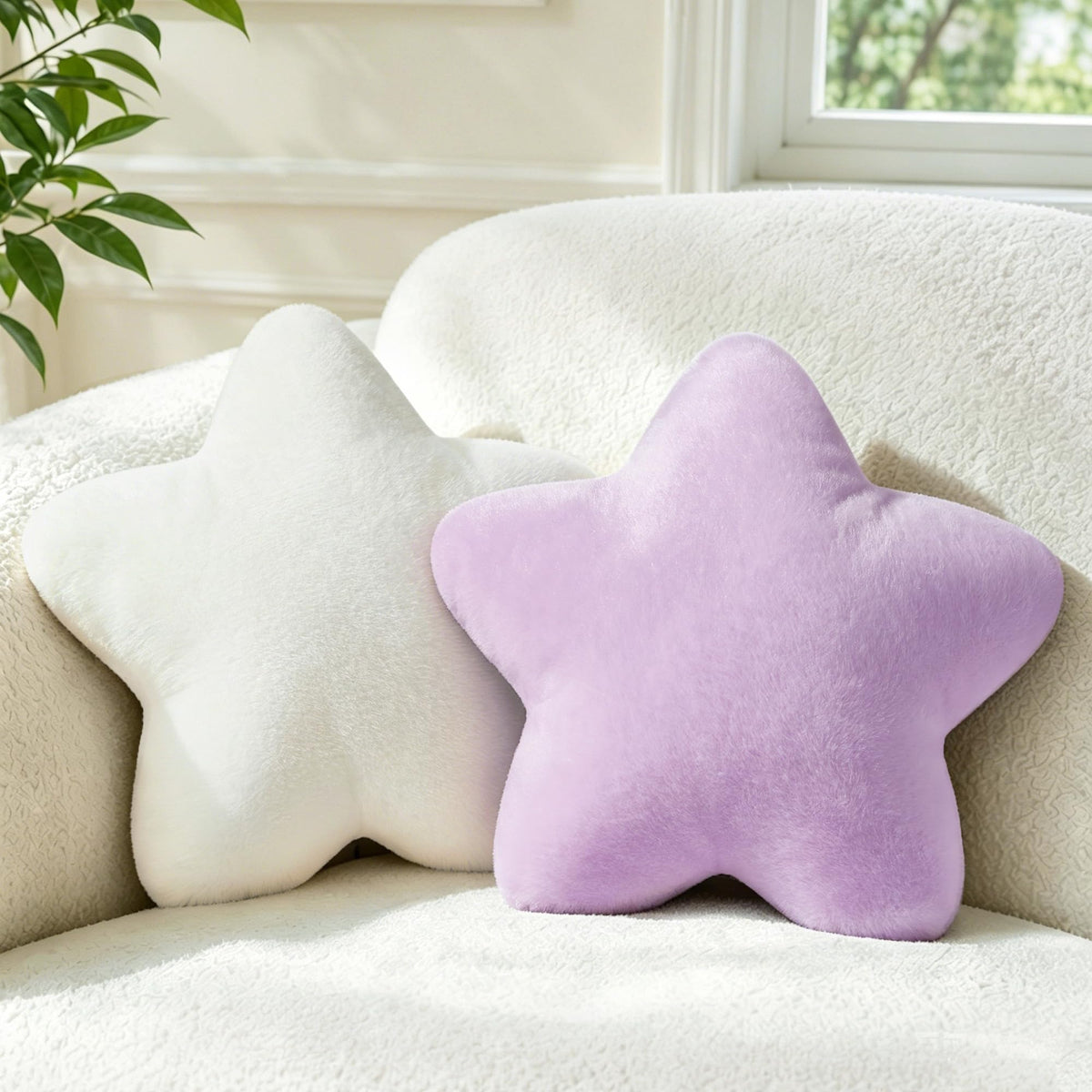2PCS Star Pillow Set,15.35“ Cute Yellow Decorative Throw Pillows for Bed
