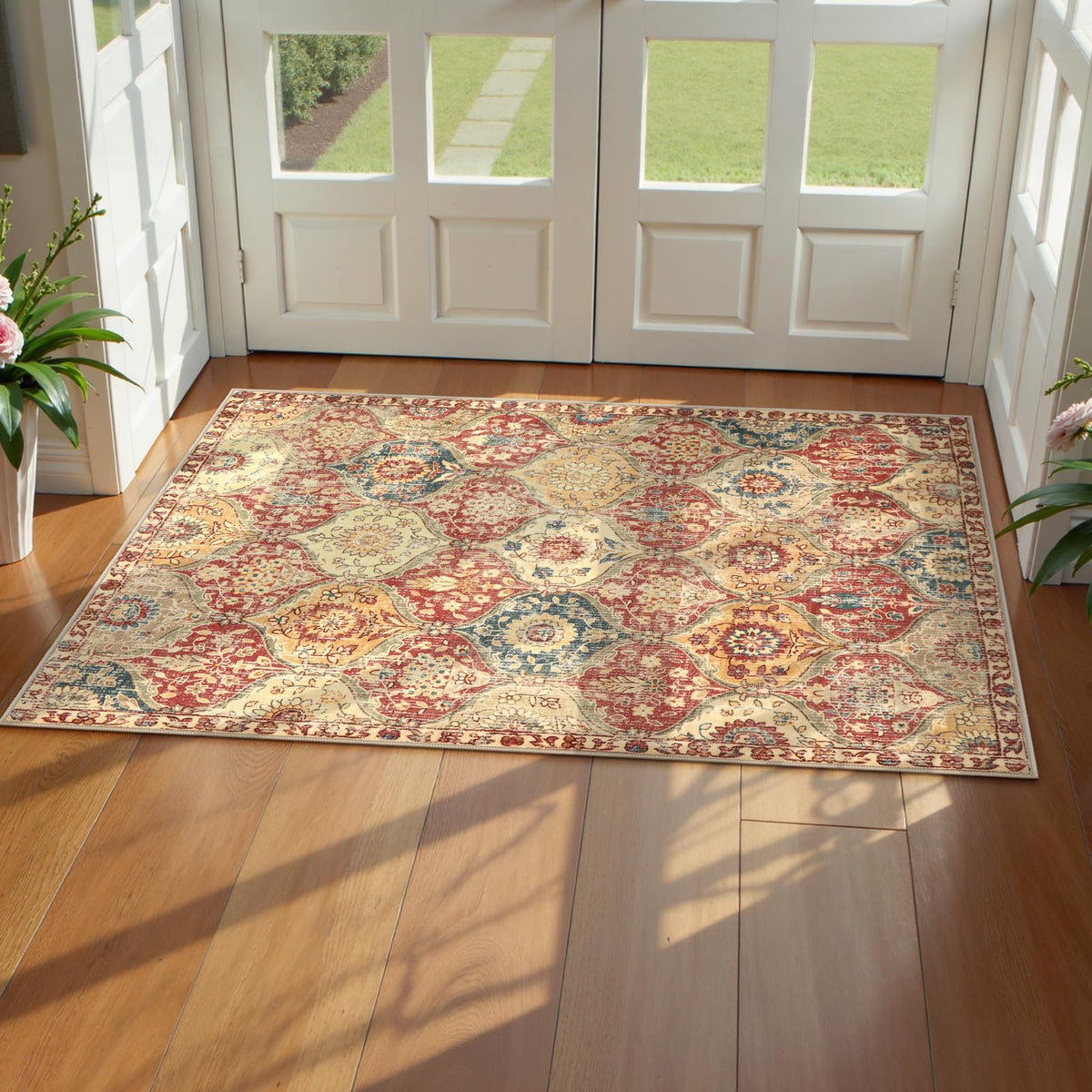 Lahome Moroccan Machine Washable Rugs for Living Room, 4x6 Rug for Bedroom